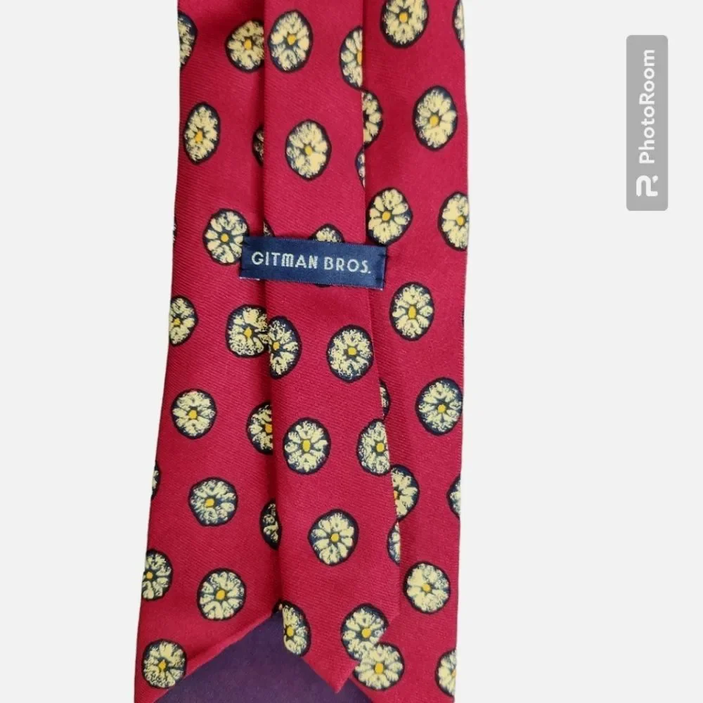 Gitman Bros 100% Silk Handmade In USA Floral Daisy Patter Tie